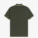Fred Perry Twin Tipped Polo Shirt - Hunting Green/Light Ice/Lemon Barley