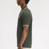 Fred Perry Twin Tipped Polo Shirt - Hunting Green/Light Ice/Lemon Barley