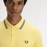 Fred Perry Twin Tipped Polo Shirt - Lemon Barley/Tennis Blue