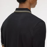 Fred Perry Twin Tipped Polo Shirt - Black/Oatmeal/LW Green