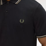 Fred Perry Twin Tipped Polo Shirt - Black/Oatmeal/LW Green