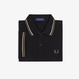 Fred Perry Twin Tipped Polo Shirt - Black/Oatmeal/LW Green
