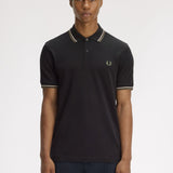 Fred Perry Twin Tipped Polo Shirt - Black/Oatmeal/LW Green