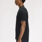 Fred Perry Twin Tipped Polo Shirt - Black/Oatmeal/LW Green