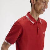 Fred Perry Twin Tipped Polo Shirt - Burnt Red/Snow White