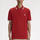 Fred Perry Twin Tipped Polo Shirt - Burnt Red/Snow White
