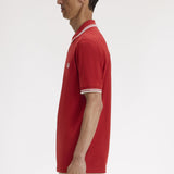 Fred Perry Twin Tipped Polo Shirt - Burnt Red/Snow White