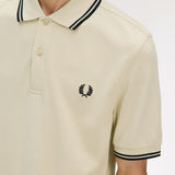Fred Perry Twin Tipped Polo Shirt - Oatmeal/Black