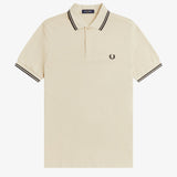 Fred Perry Twin Tipped Polo Shirt - Oatmeal/Black
