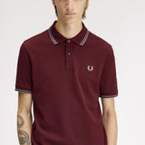 Fred Perry Twin Tipped Polo Shirt - Bordeaux/Stockport Blue