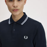 Fred Perry Twin Tipped Polo Shirt - Navy/Snow White