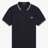Fred Perry Twin Tipped Polo Shirt - Navy/Snow White