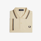 Fred Perry Twin Tipped Polo Shirt - Oatmeal/Bronze/Navy