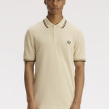 Fred Perry Twin Tipped Polo Shirt - Oatmeal/Bronze/Navy