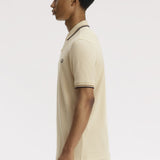 Fred Perry Twin Tipped Polo Shirt - Oatmeal/Bronze/Navy