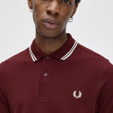 Fred Perry Twin Tipped Polo Shirt - Oxblood/Snow White