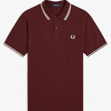 Fred Perry Twin Tipped Polo Shirt - Oxblood/White