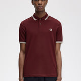 Fred Perry Twin Tipped Polo Shirt - Oxblood/Snow White