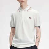 Fred Perry Twin Tipped Polo Shirt - Snow White/Silver Blue/Brandy