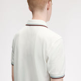 Fred Perry Twin Tipped Polo Shirt - Snow White/Silver Blue/Brandy