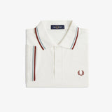 Fred Perry Twin Tipped Polo Shirt - Snow White/Silver Blue/Brandy