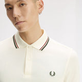 Fred Perry Twin Tipped Polo Shirt - Ecru/Brandy/Nightgreen