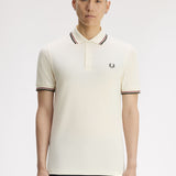 Fred Perry Twin Tipped Polo Shirt - Ecru/Brandy/Nightgreen