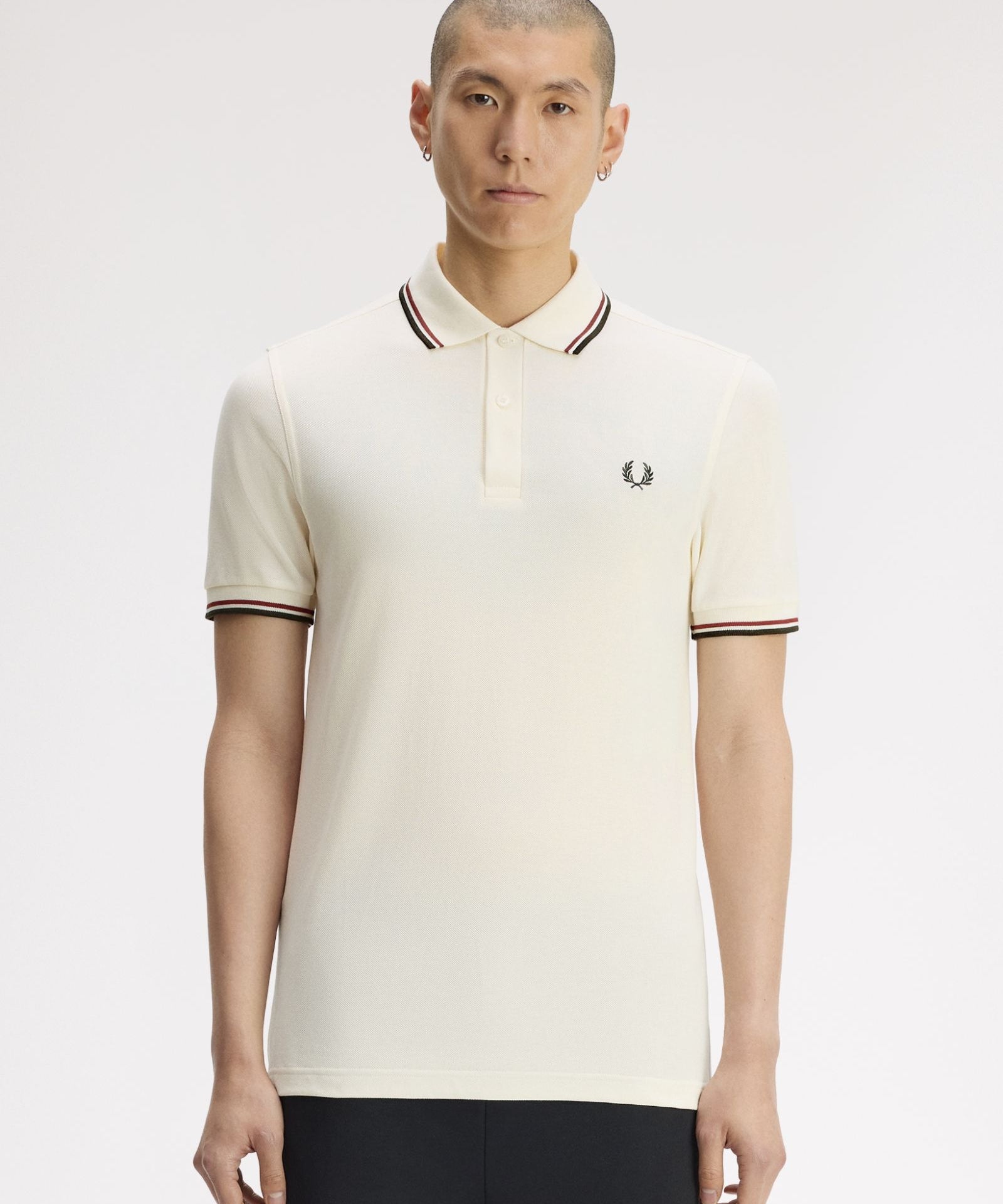 Fred Perry Twin Tipped Polo Shirt - Ecru/Brandy/Nightgreen