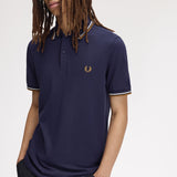 Fred Perry Twin Tipped Polo Shirt - Twilight Navy/Snow White/Dark Caramel
