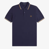 Fred Perry Twin Tipped Polo Shirt - Twilight Navy/Snow White/Dark Caramel