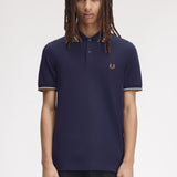 Fred Perry Twin Tipped Polo Shirt - Twilight Navy/Snow White/Dark Caramel