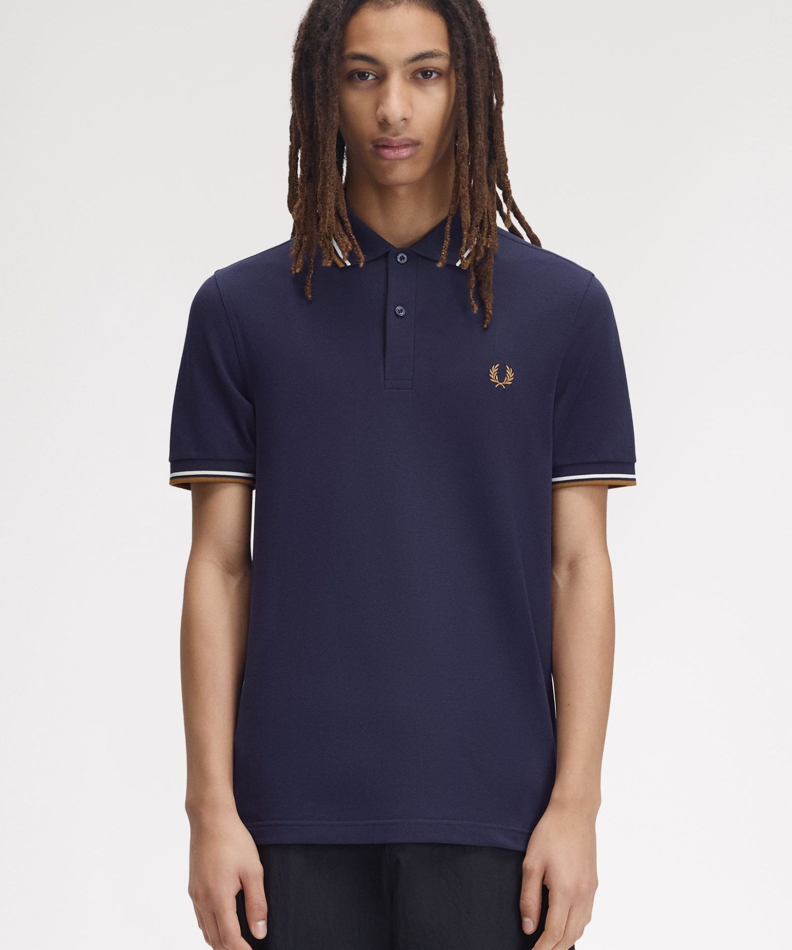 Fred Perry Twin Tipped Polo Shirt - Twilight Navy/Snow White/Dark Caramel