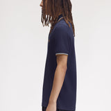 Fred Perry Twin Tipped Polo Shirt - Twilight Navy/Snow White/Dark Caramel