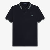 Fred Perry Twin Tipped Polo Shirt - Navy/Ecru/Silver Blue