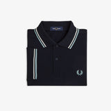 Fred Perry Twin Tipped Polo Shirt - Navy/Ecru/Silver Blue