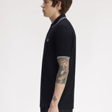 Fred Perry Twin Tipped Polo Shirt - Navy/Ecru/Silver Blue