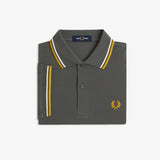 Fred Perry Twin Tipped Polo Shirt - Court Green/Ecru/Gold