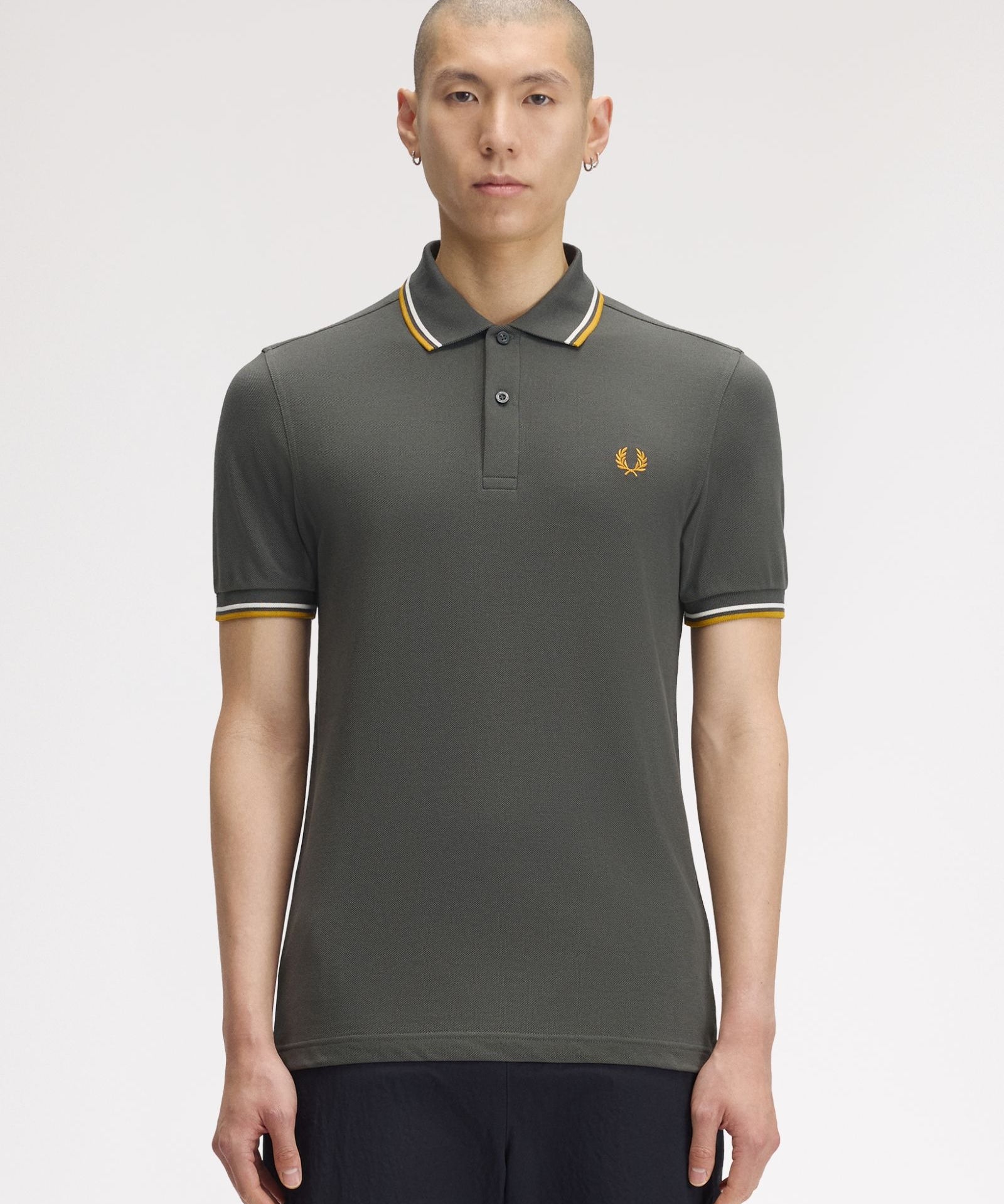 Fred Perry Twin Tipped Polo Shirt - Court Green/Ecru/Gold