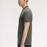 Fred Perry Twin Tipped Polo Shirt - Court Green/Ecru/Gold