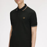 Fred Perry Twin Tipped Polo Shirt - Nightgreen/Dusky Blue/Dark Caramel