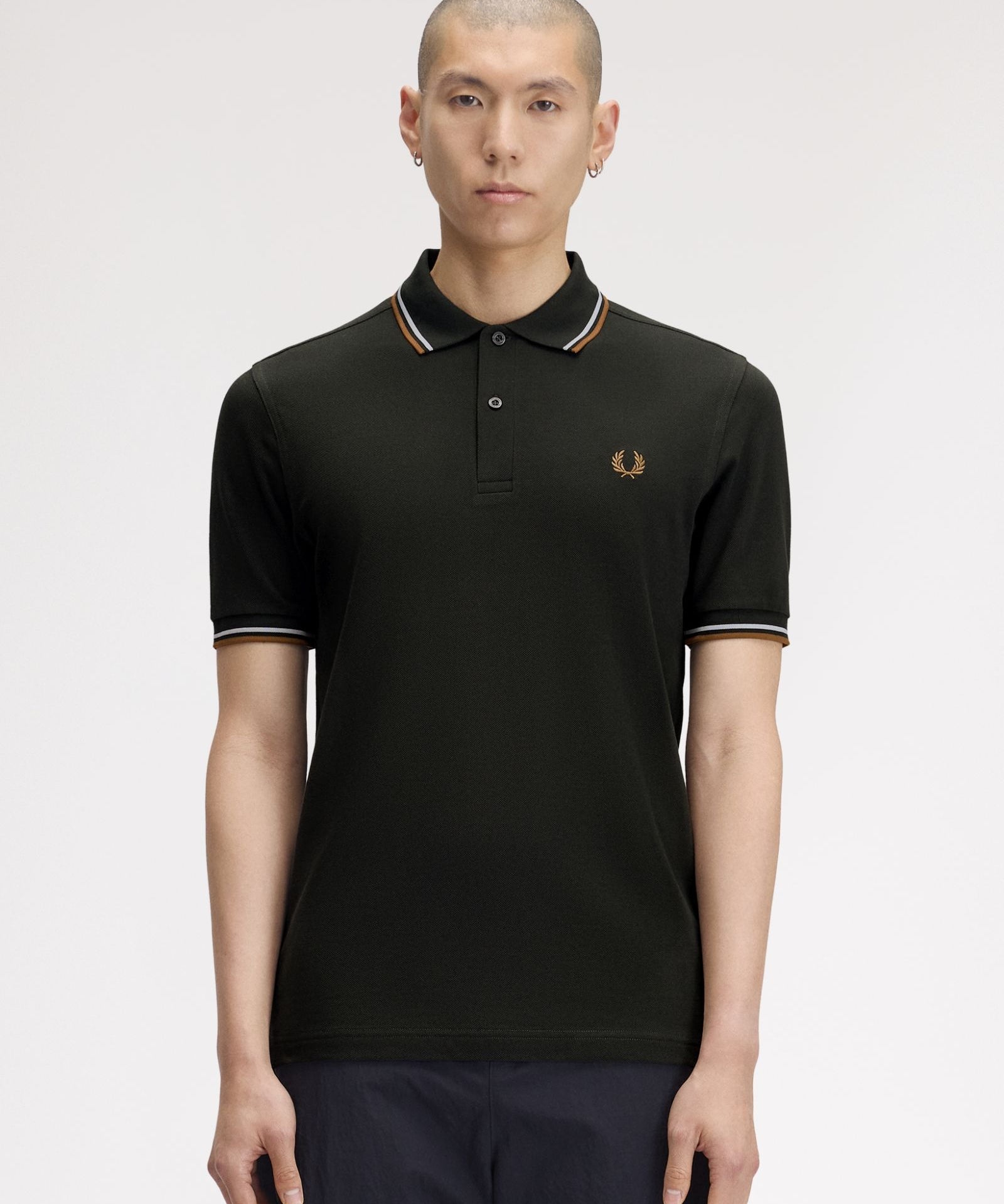 Fred Perry Twin Tipped Polo Shirt - Nightgreen/Dusky Blue/Dark Caramel