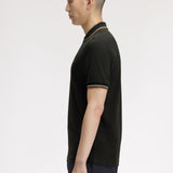 Fred Perry Twin Tipped Polo Shirt - Nightgreen/Dusky Blue/Dark Caramel