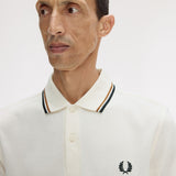 Fred Perry Twin Tipped Polo Shirt - Ecru/Dark Caramel/Black