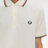 Fred Perry Twin Tipped Polo Shirt - Ecru/Dark Caramel/Black