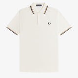 Fred Perry Twin Tipped Polo Shirt - Ecru/Dark Caramel/Black