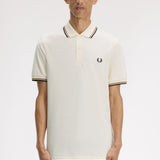 Fred Perry Twin Tipped Polo Shirt - Ecru/Dark Caramel/Black