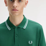 Fred Perry Twin Tipped Polo Shirt - Sport Green/Light Ice