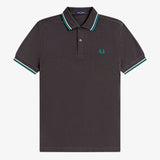 Fred Perry Twin Tipped Polo Shirt - Grey/Light Ice/Sport Green
