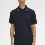Fred Perry Twin Tipped Polo Shirt - Navy/Sport Green/Dark Caramel
