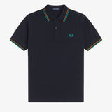 Fred Perry Twin Tipped Polo Shirt - Navy/Sport Green/Dark Caramel